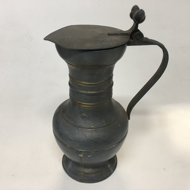 JUG, Pewter with Lid - Large 25cm H